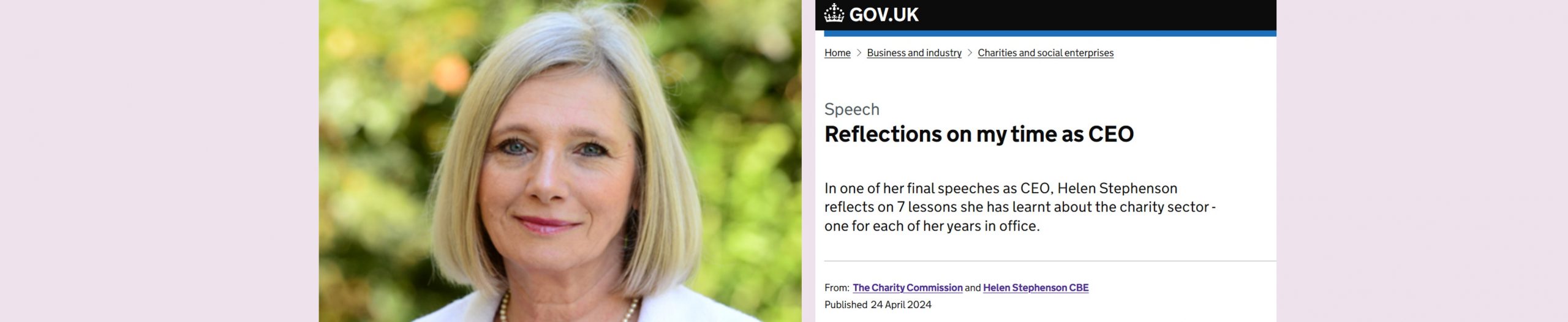 Lessons Learnt – former Charity Commission CEO reflects
